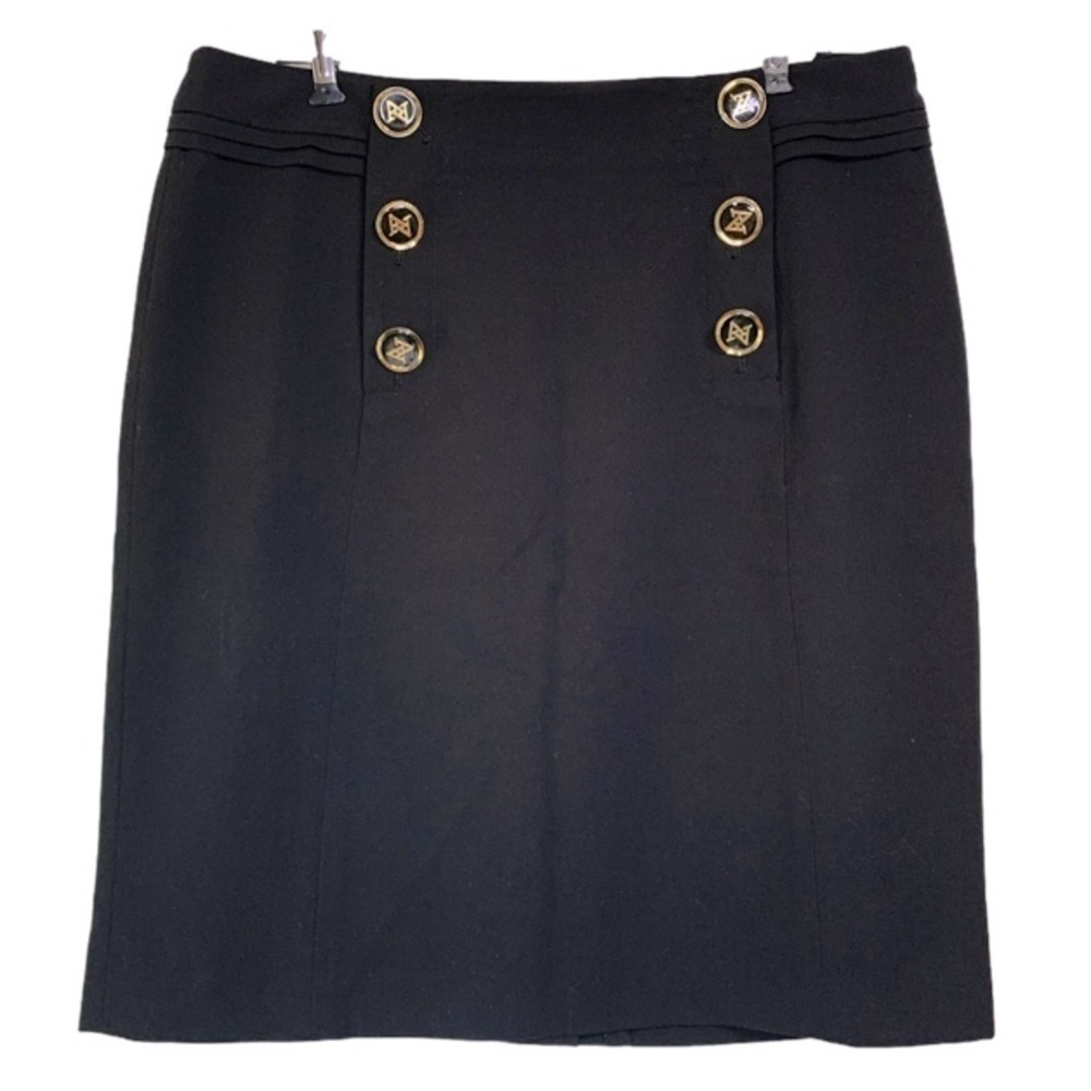 ADRIENNE Vittadini black gold button sailor nautical pencil skirt